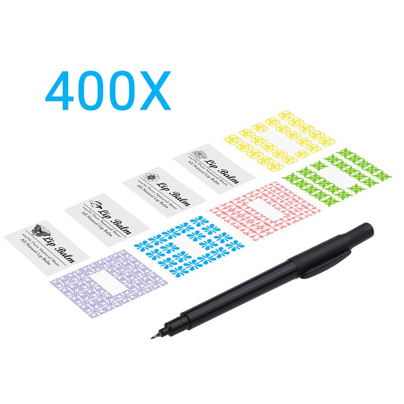 Kare Kind Labels for Lip Balm Tubes - Value Pack of 400 Stickers - 200 Writable & 200 Printed - Self Adhesive - Fineliner Pen Included - Image 2